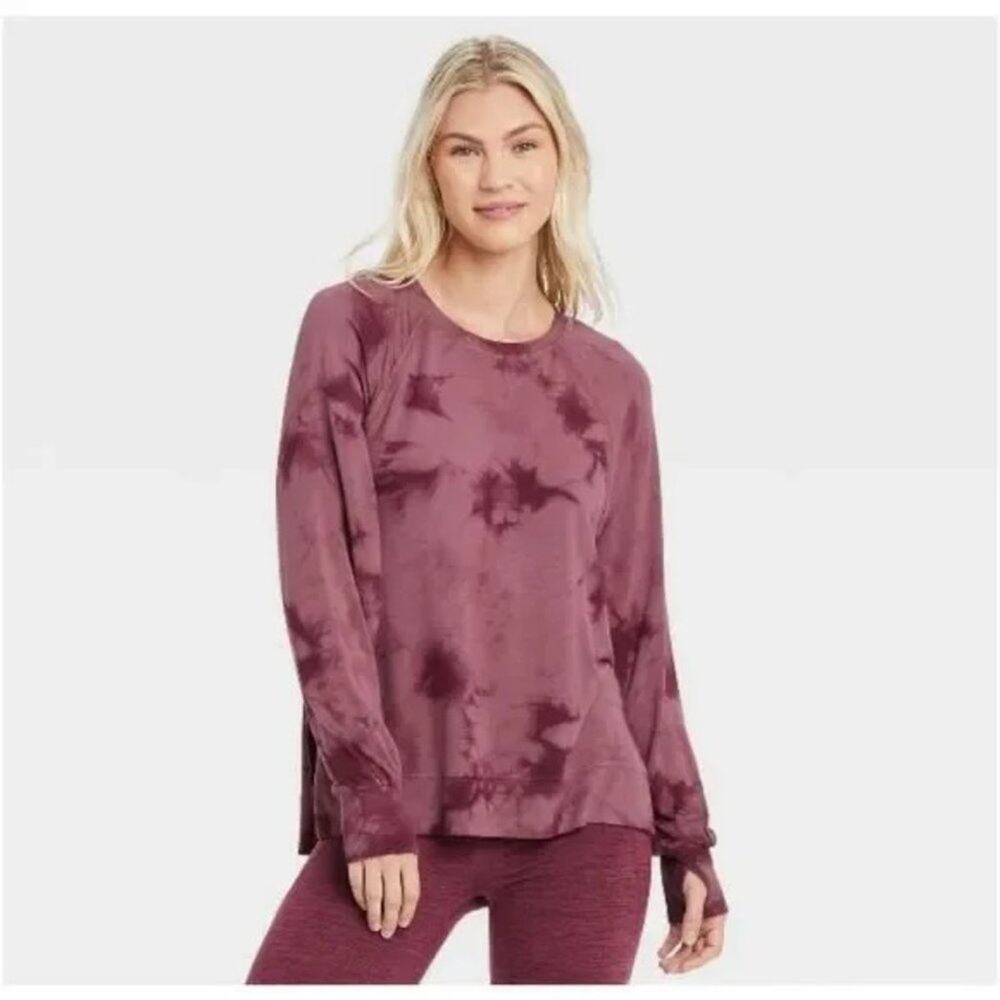 JoyLab Soft, Lightweight Burgundy Tie Dye Sweatshirt Size Large